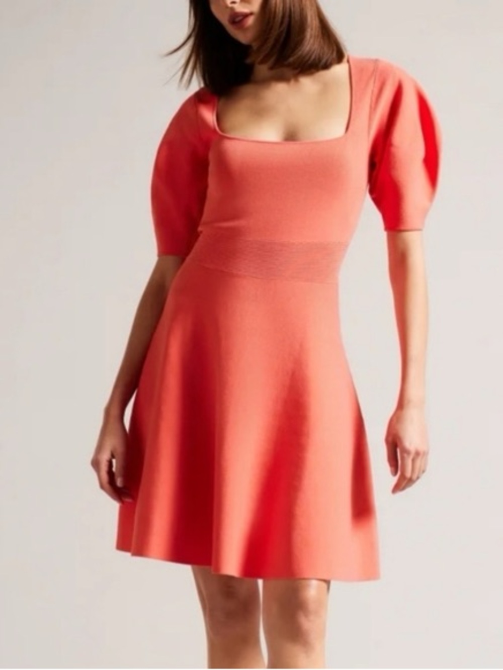 NEW! Ted Baker Hayliy Puff Sleeve Knit Skater Dress- Size Large (UK 6)